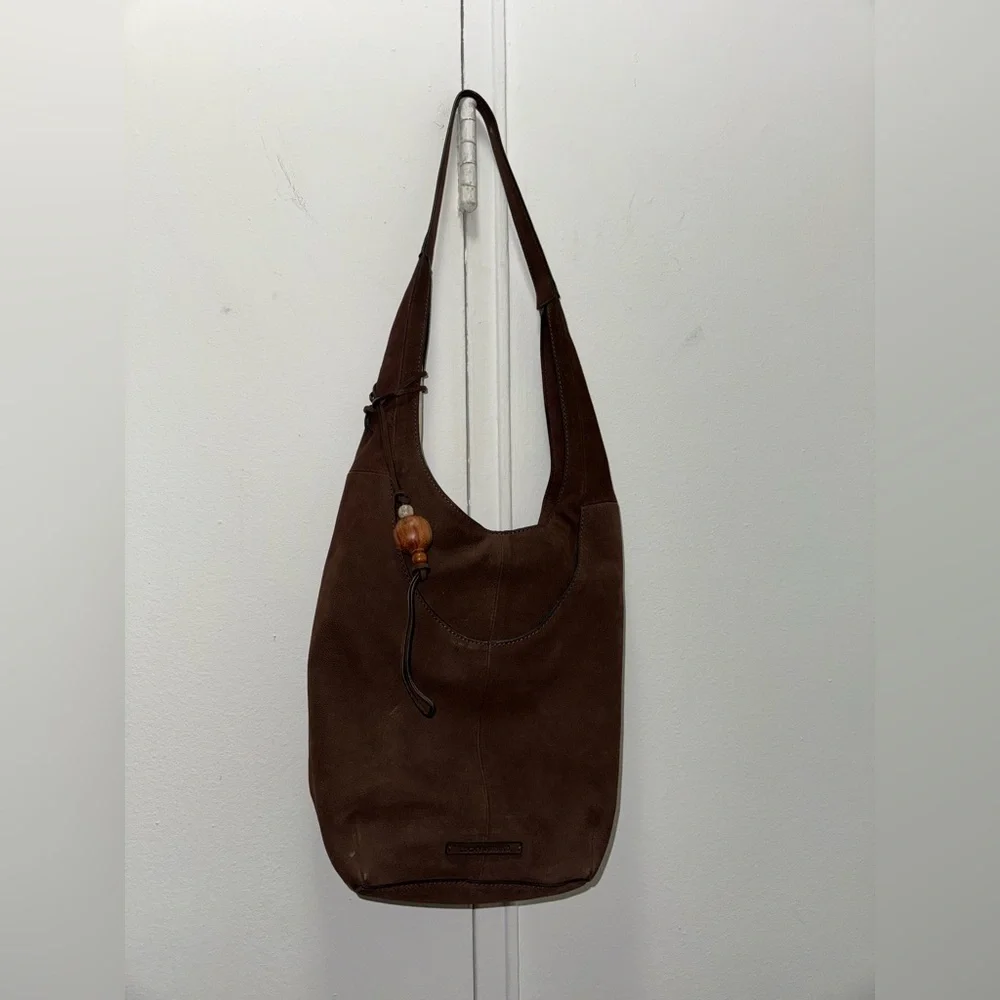 Y2K Lucky Brand Suede Chocolate Brown Hobo Bag with Tassel - Picture 6 of 6